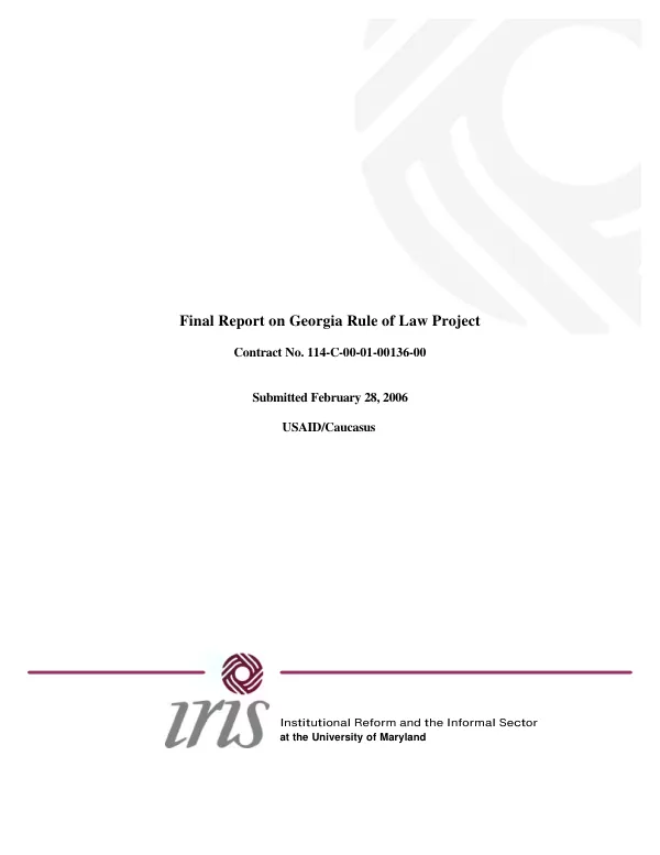 Final report on Georgia rule of law project: contract no. 114-C-00-01-00136-00