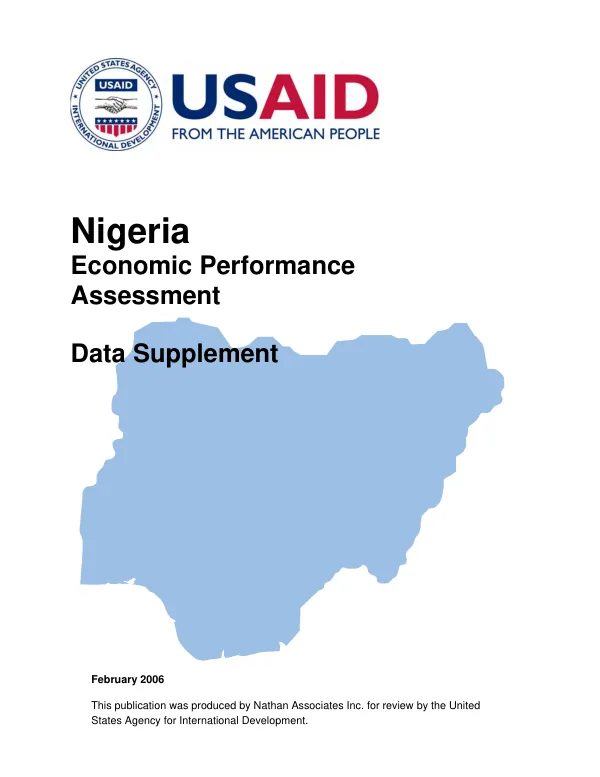 Nigeria economic performance assessment : data supplement