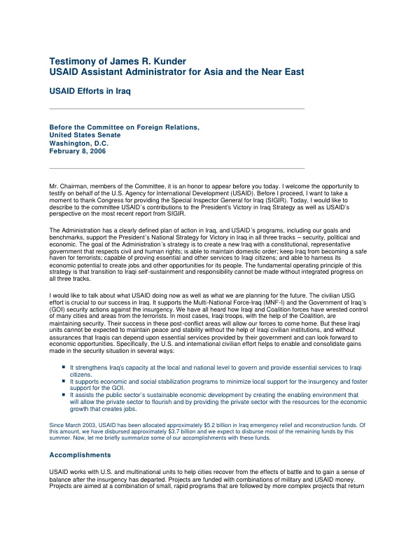 USAID efforts in Iraq