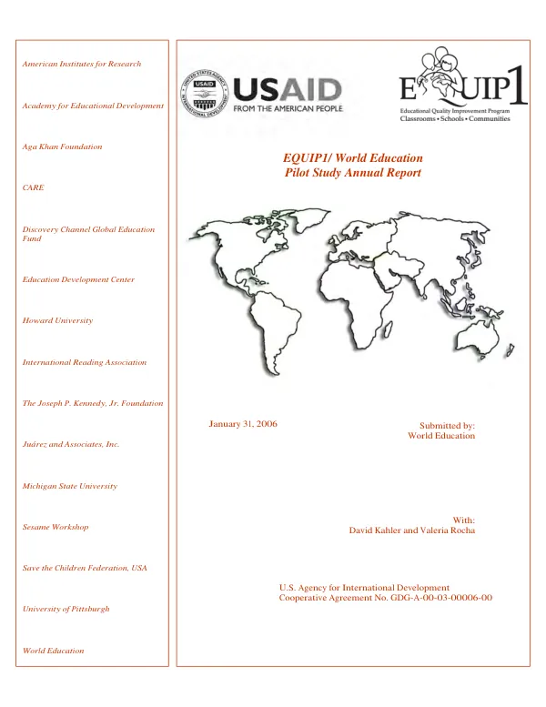 EQUIP1/World Education : pilot study annual report