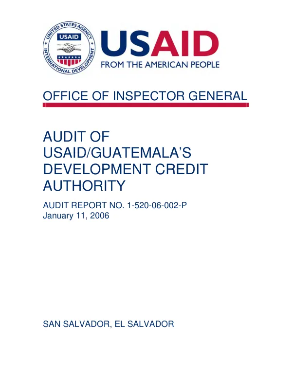 Audit of USAID/Guatemala"s development credit authority
