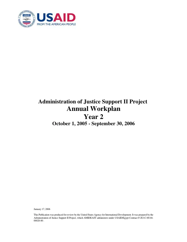 Administration of justice support II project : annual workplan, year 2, October 1, 2005-September 30, 2006