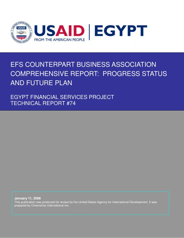 EFS counterpart business association comprehensive report : progress status and future plans