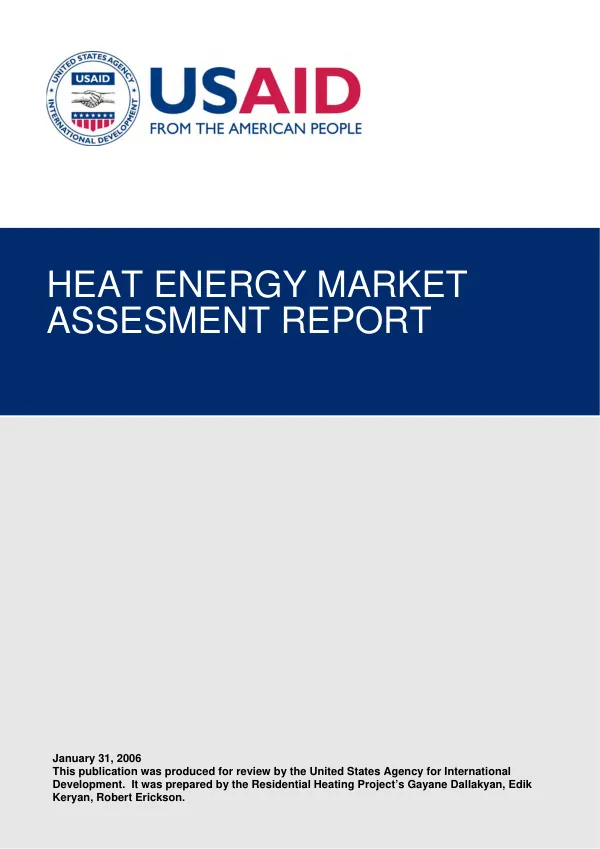 Heat energy market assesment [i.e. assessment] report
