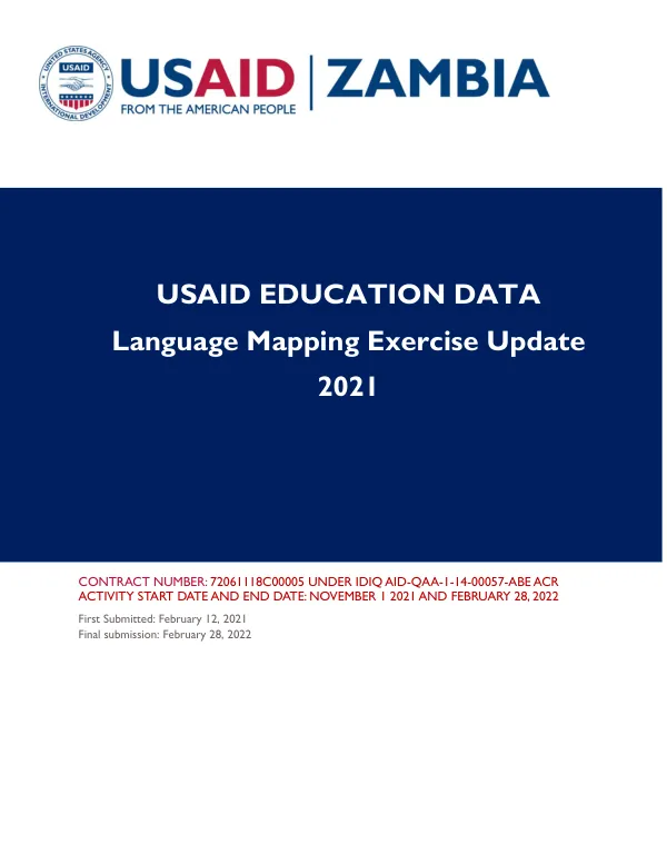 EDUCATION DATA LANGUAGE MAPPING EXERCISE UPDATE