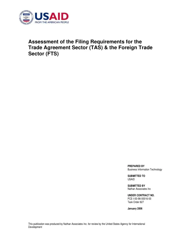 Assessment of the filing requirements for the Trade Agreement Sector (TAS) & the Foreign Trade Sector (FTS)