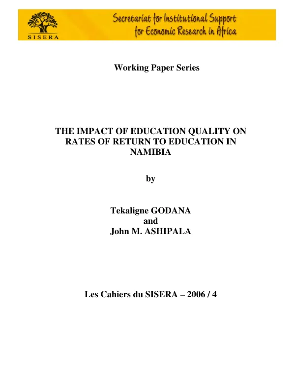 The impact of education quality on rates of return to education in Namibia