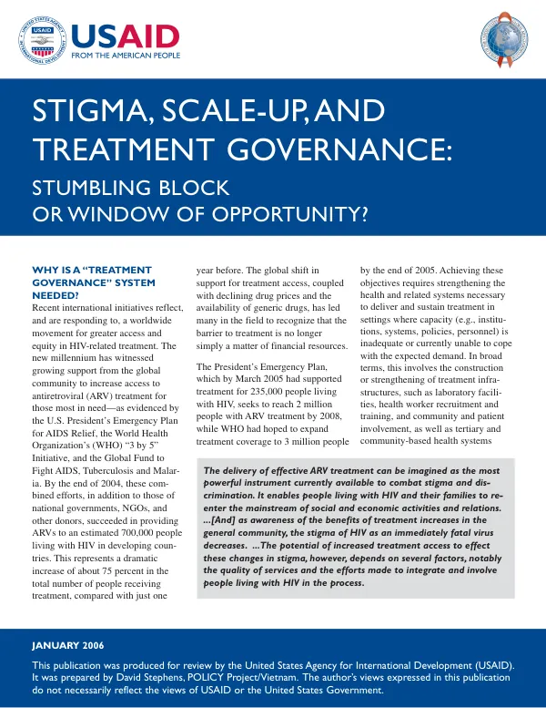 Stigma, scale-up, and treatment governance : stumbling block or window of opportunity?