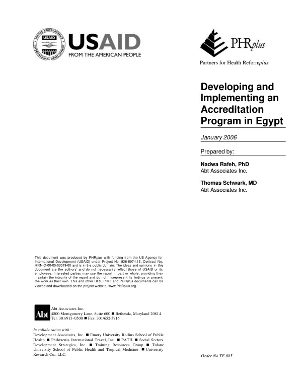 Developing and implementing an accreditation program in Egypt