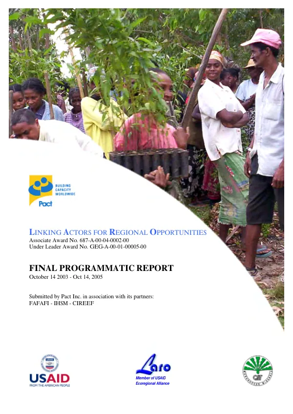 Linking actors for regional opportunities : final programmatic report, October 14, 2003-Oct 14, 2005