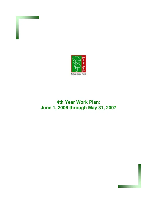 Nishorgo support project : 4th year work plan : June 1, 2006 through May 31, 2007