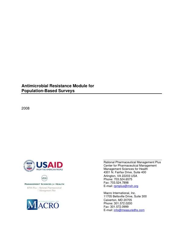 Antimicrobial resistance module for population-based surveys