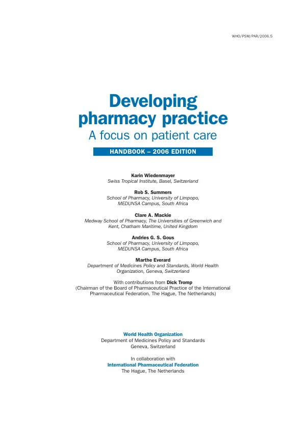 Developing pharmacy practice : a focus on patient care