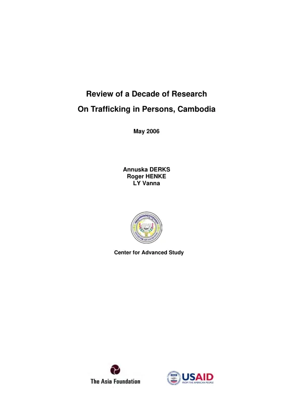 Review of a decade of research on trafficking in persons, Cambodia