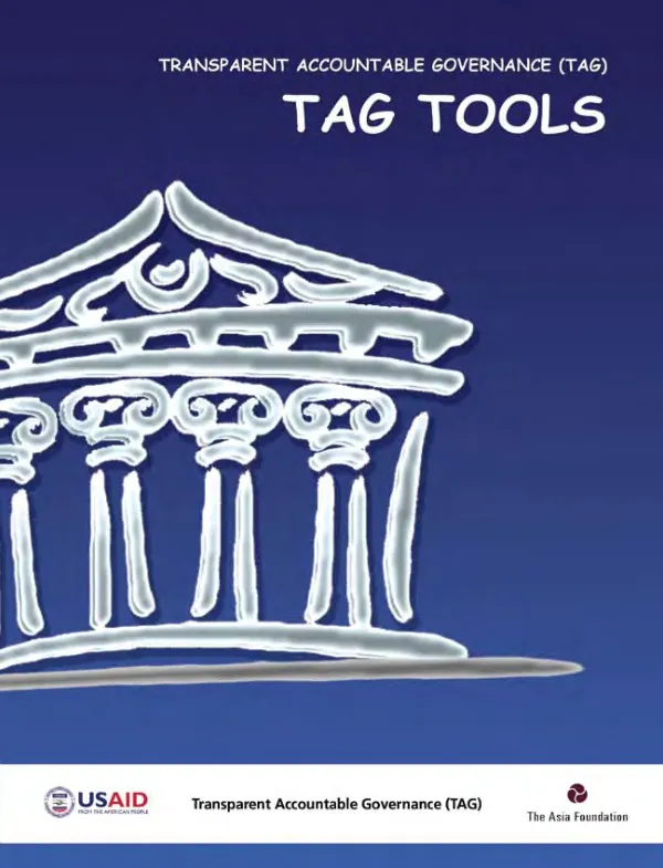 Transparent accountable governance (TAG) : TAG tools