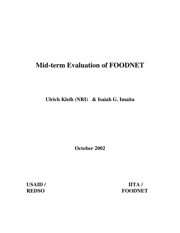 Mid-term evaluation of FOODNET [marketing & postharvest research in Eastern & Central Africa]