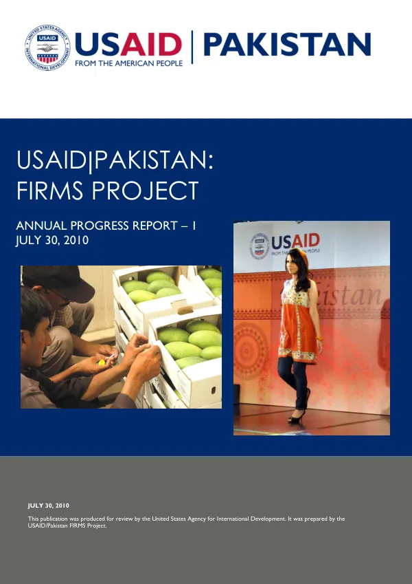 USAID Pakistan Firms Project Annual Progress Report