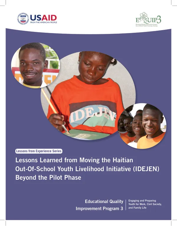 Lessons learned from moving the Haitian out-of-school youth livelihood initiative (IDEJEN) beyond the pilot phase