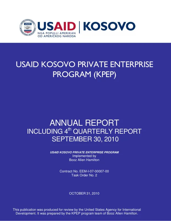 USAID Kosovo Private Enterprise Program - Annual Report - Year Two