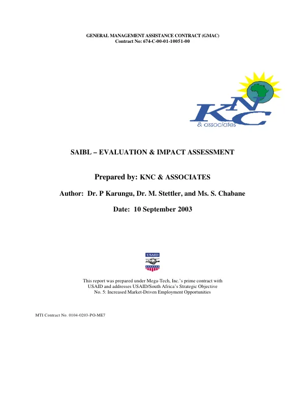 SAIBL [South African international business linkages] : evaluation & impact assessment