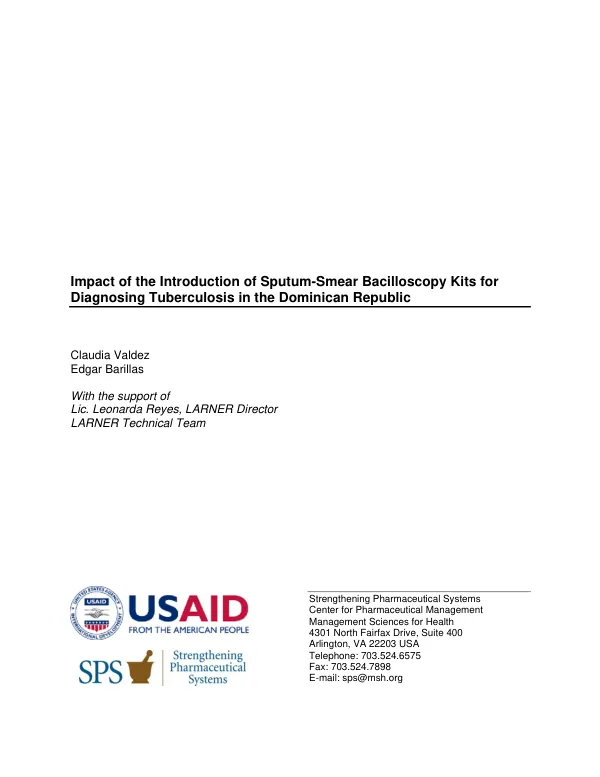 Impact of the introduction of sputum-smear bacilloscopy kits for diagnosing tuberculosis in the Dominican Republic
