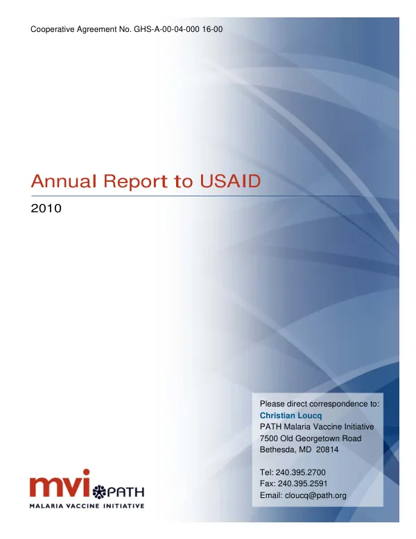 Annual report to USAID 2010