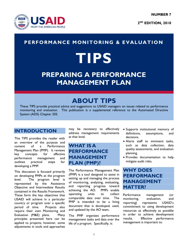 Preparing a performance management plan