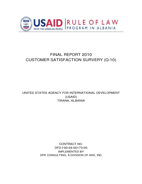Final report 2010 : customer satisfaction survey (Q-10)