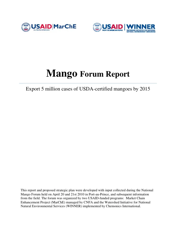 Mango forum report -- [mango francis strategic plan]