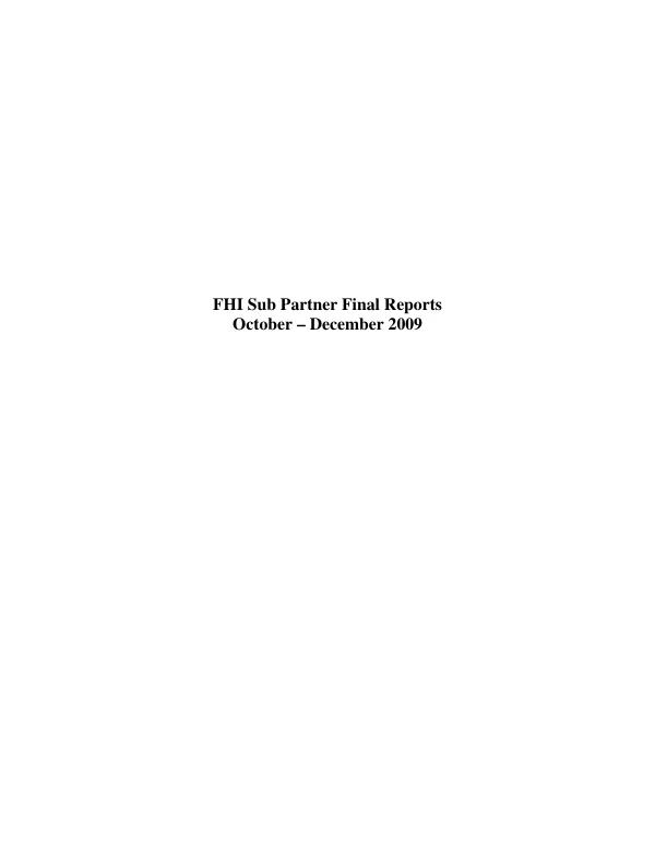 FHI sub partner final reports : October-December 2009