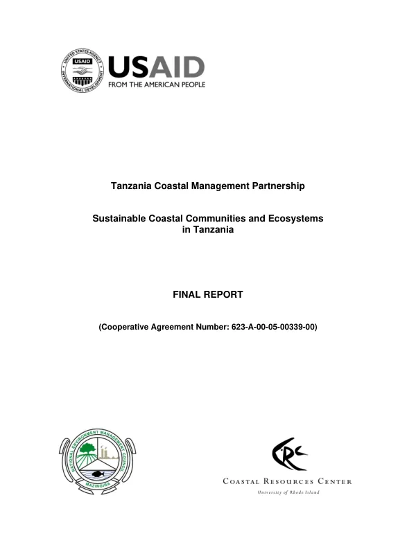 Sustainable coastal communities and ecosystems in Tanzania : final report