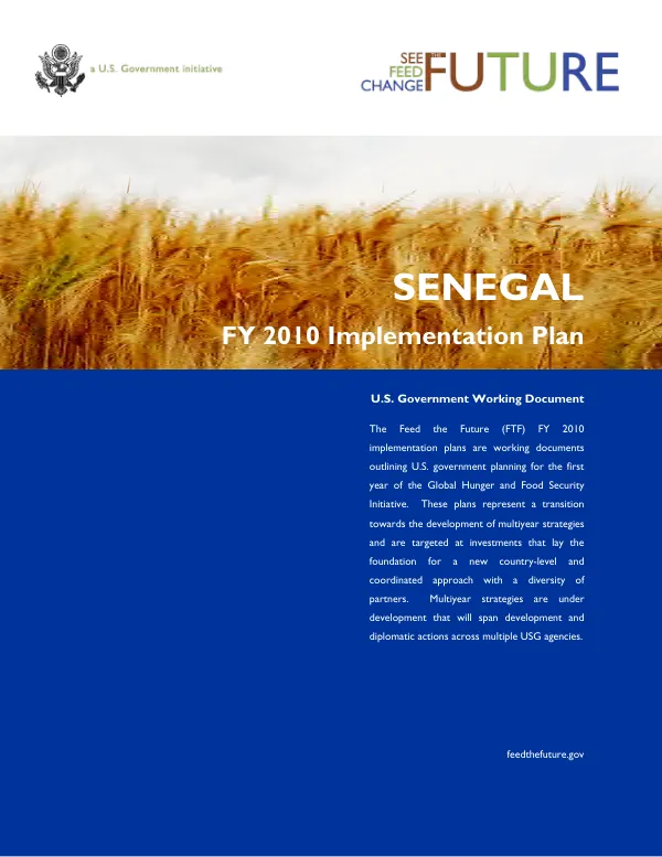 Feed the future : Senegal FY 2010 implementation plan