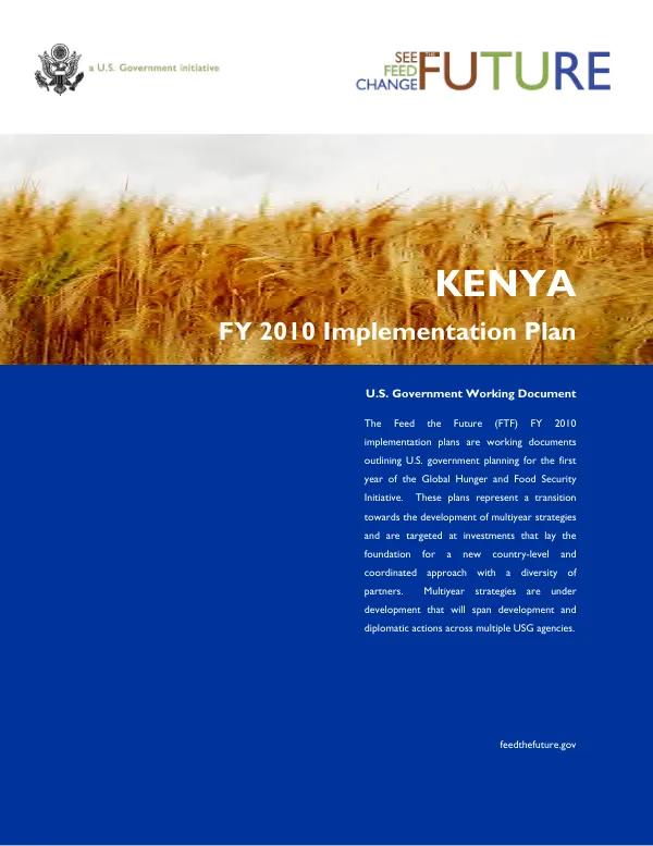 Feed the future : Kenya FY 2010 implementation plan