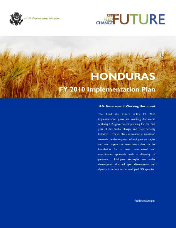 Feed the future : Honduras FY 2010 implementation plan