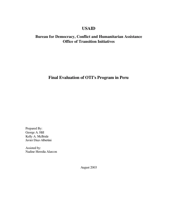 Final evaluation of OTI's program in Peru