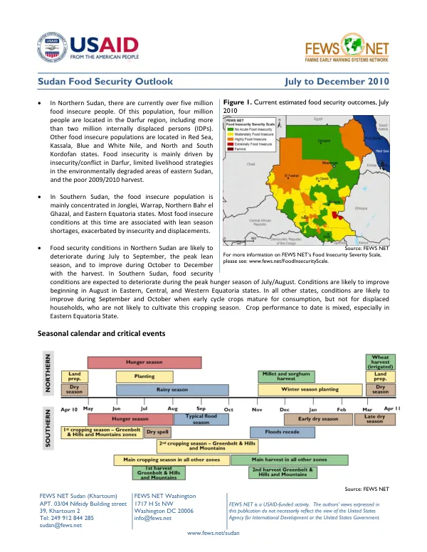 Sudan food security outlook, July to December 2010
