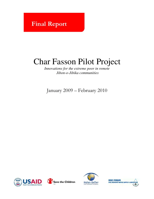 Final report : Char Fasson pilot project -- innovations for the extreme poor in remote Jibon-o-Jibika communities, January 2009-February 2010