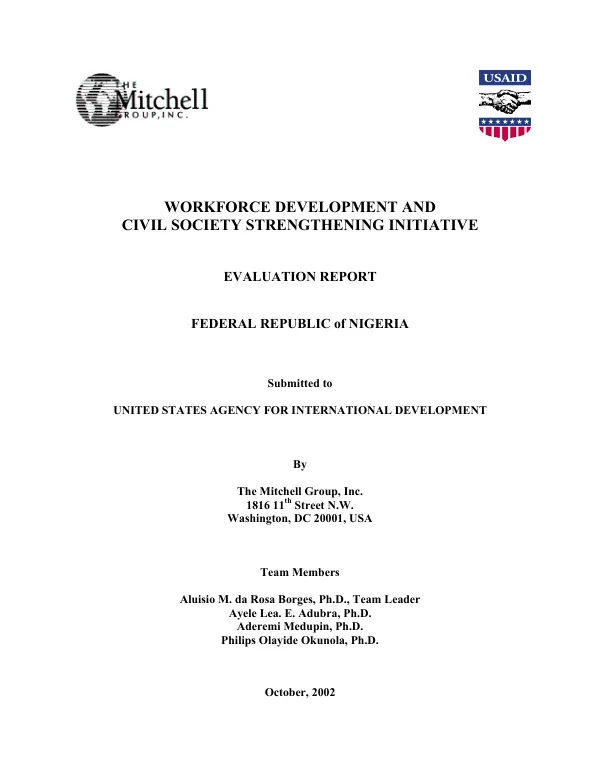 Workforce development and civil society strengthening initiative [WDCSSI] : evaluation report
