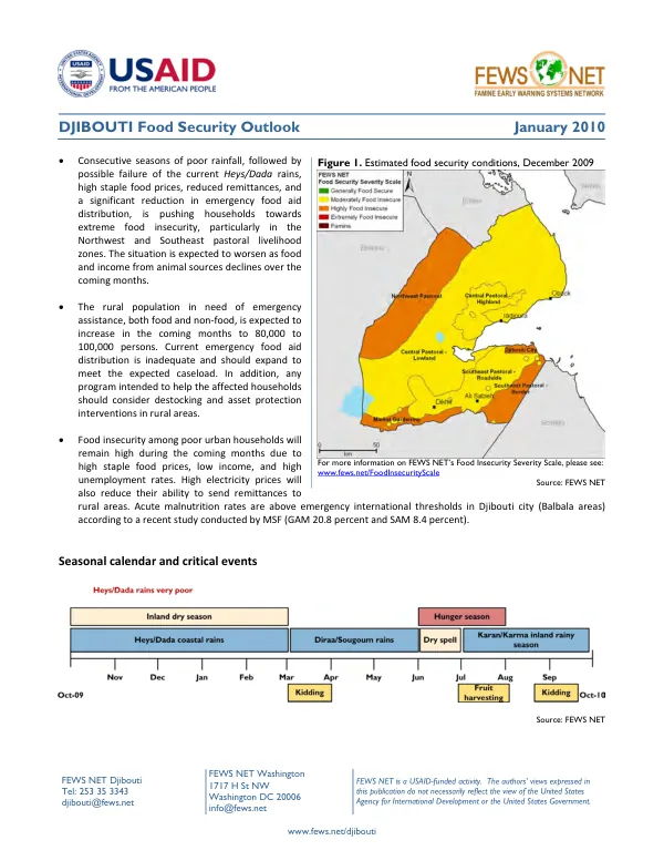 Djibouti food security outlook, January 2010