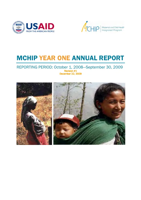 MCHIP year one annual report : reporting period : October 1, 2008-September 30, 2009