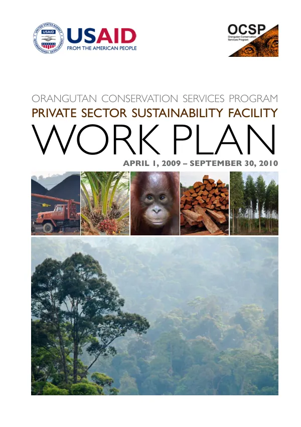Private sector sustainability facility : work plan -- April 1, 2009-September 30, 2010