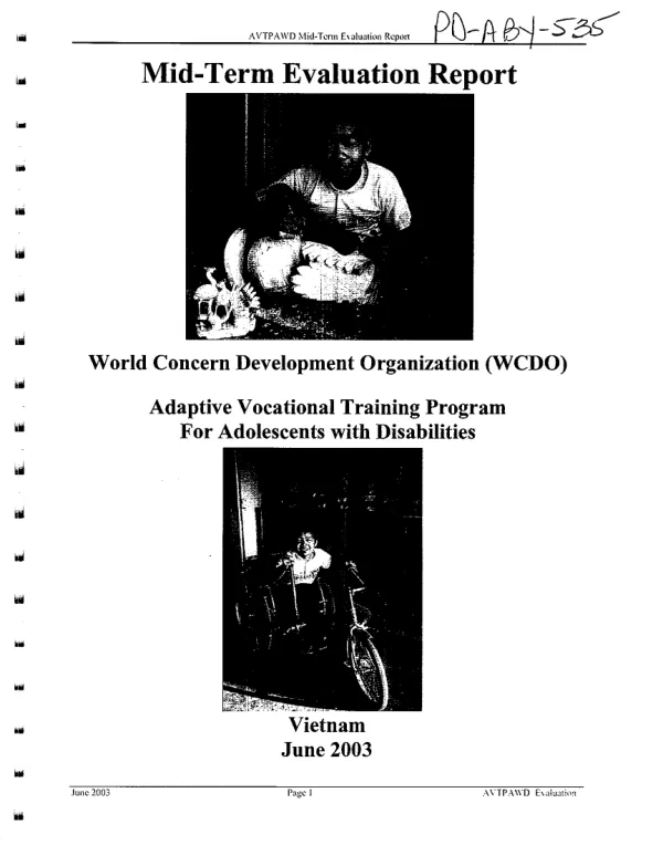 Mid-term evaluation report : adaptive vocational training program for adolescents with disabilities