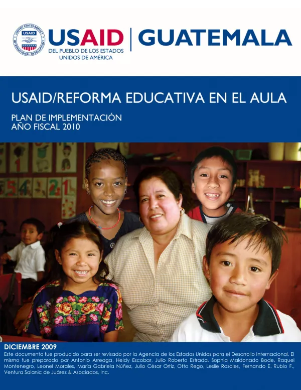 USAID/Reforma educativa en el aula : plan de implementacion -- ano fiscal 2010