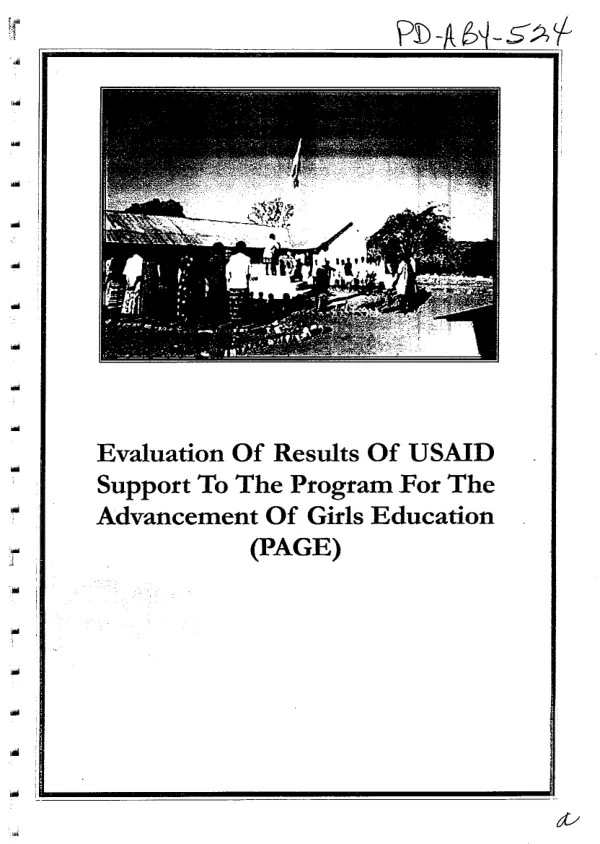 Evaluation of results of USAID support to the program for the advancement of girls [i.e. girls'] education (PAGE)