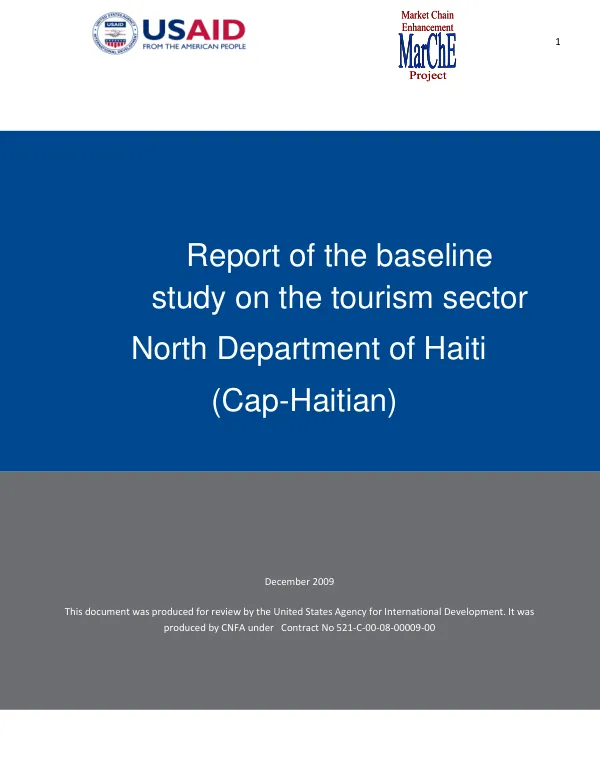 Report of the baseline study on the tourism sector North Department of Haiti (Cap-Haitian)