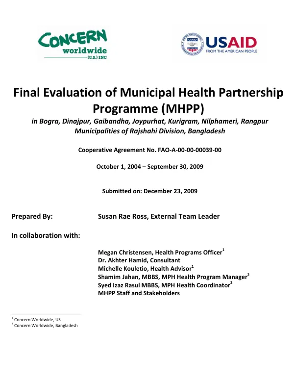 Final evaluation of municipal health partnership programme (MHPP)