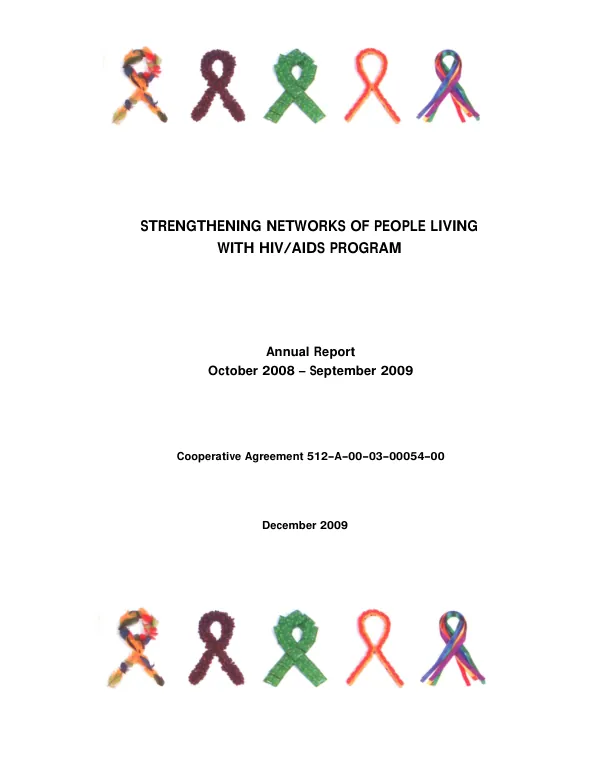 Strengthening networks of people living with HIV/AIDS program : annual report, October 2008-September 2009