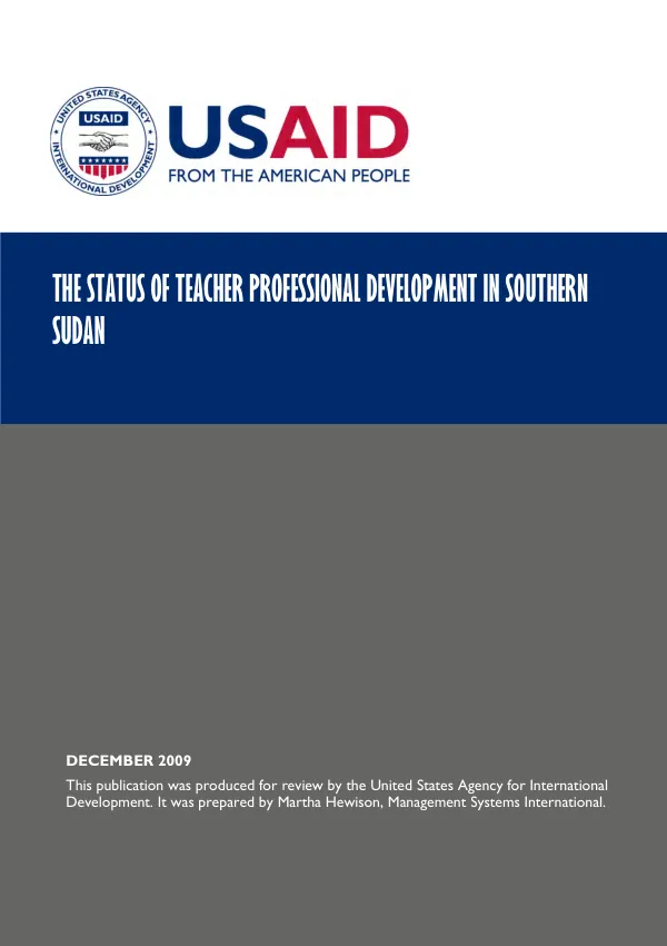 The status of teacher professional development in Southern Sudan