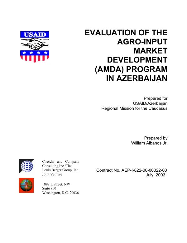 Evaluation of the agro-input market development (AMDA) program in Azerbaijan