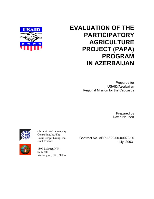 Evaluation of the participatory agriculture project (PAPA) program in Azerbaijan